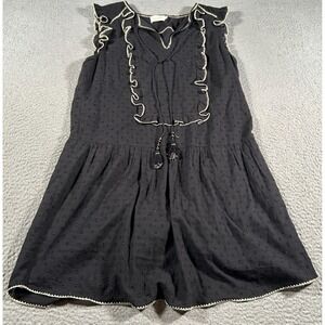 Flannel Australia Ruffle Top Womens Small Black Embroidered Tassles Sleeveless‎